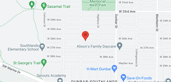 map of 3876 W 36TH AVENUE